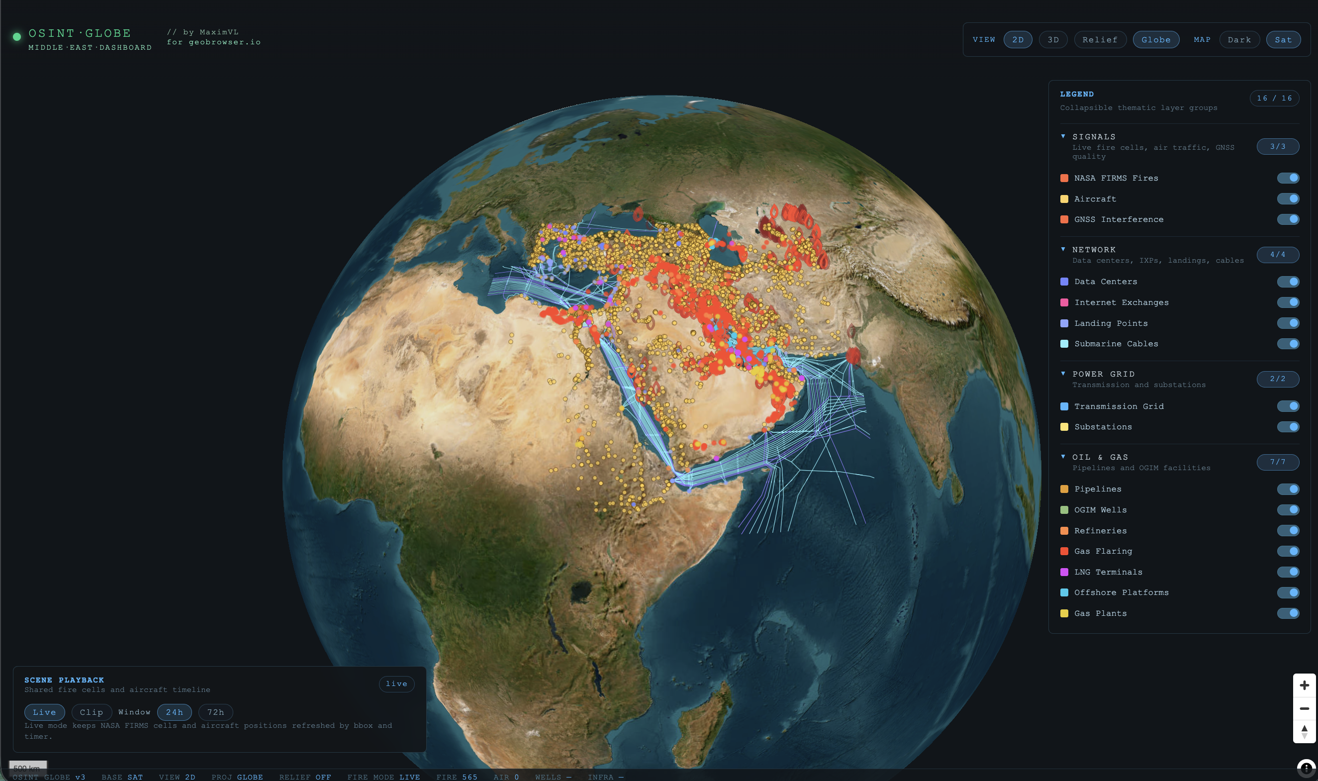 Globe + satellite basemap
